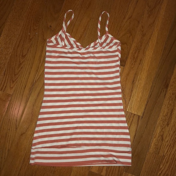 Forever 21 coral & white striped sweetheart tank - Picture 2 of 4